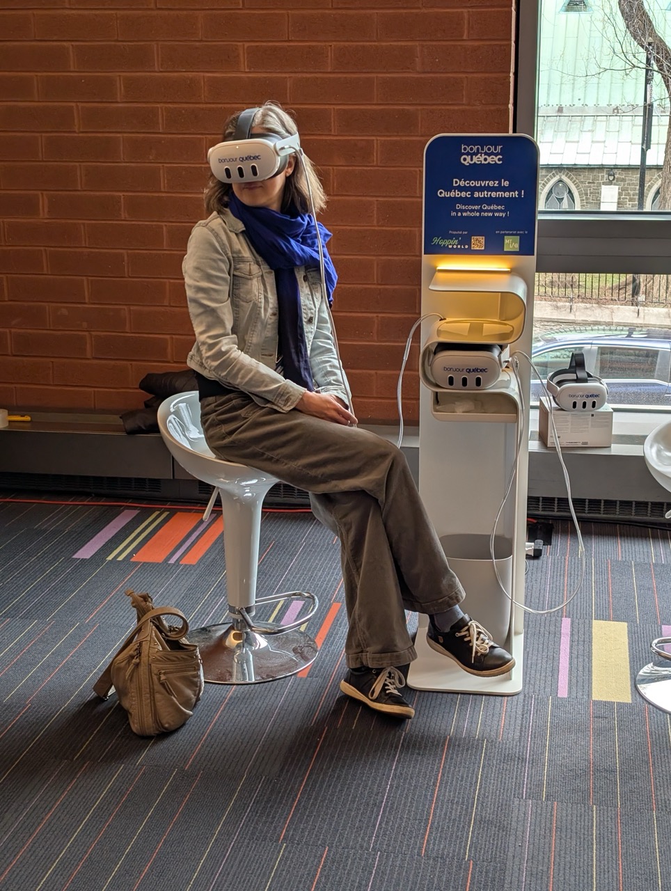 A woman using Hoppin' Station