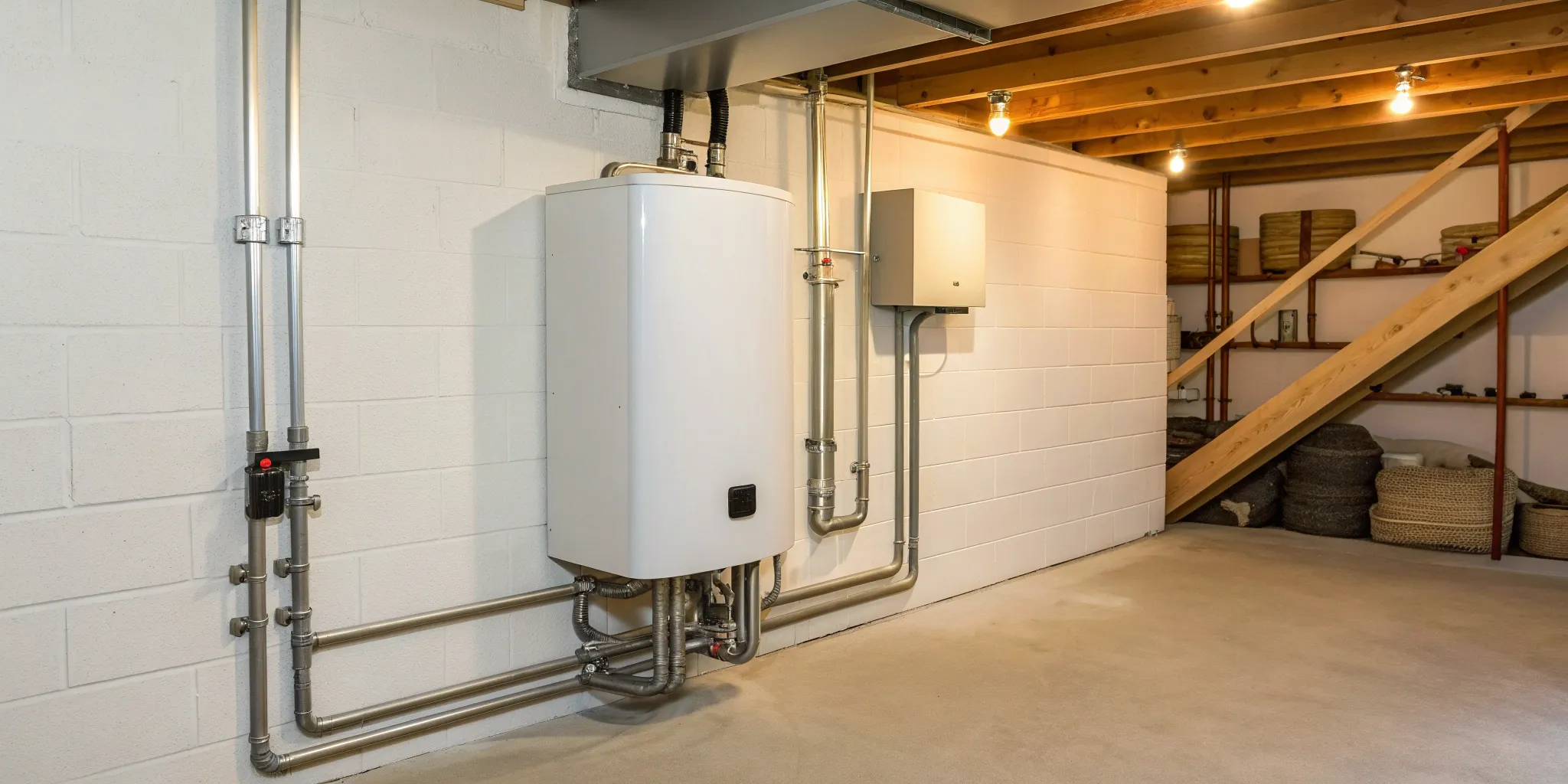 The cost to install a tankless water heater with new pipes and connections.