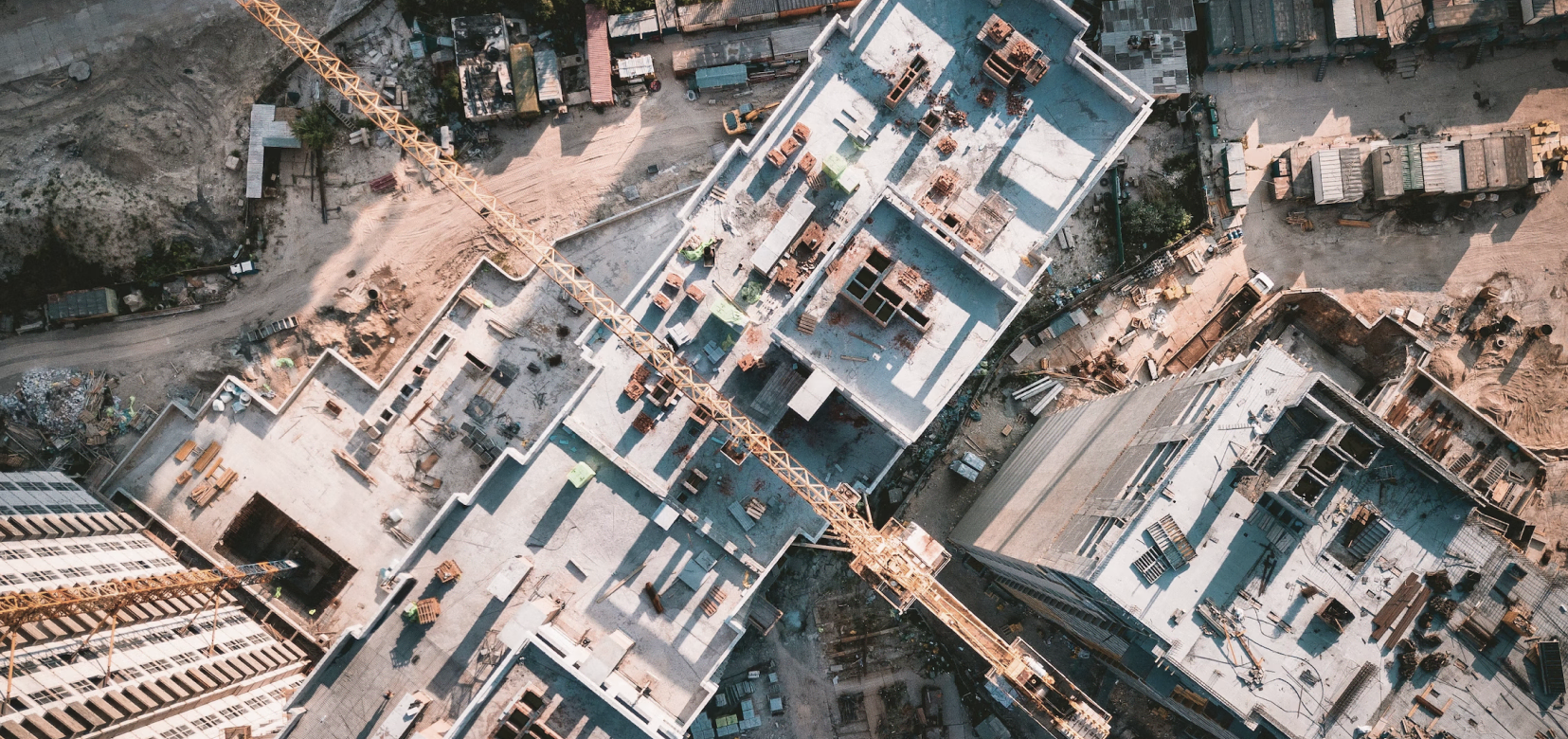 A construction job site look from the air