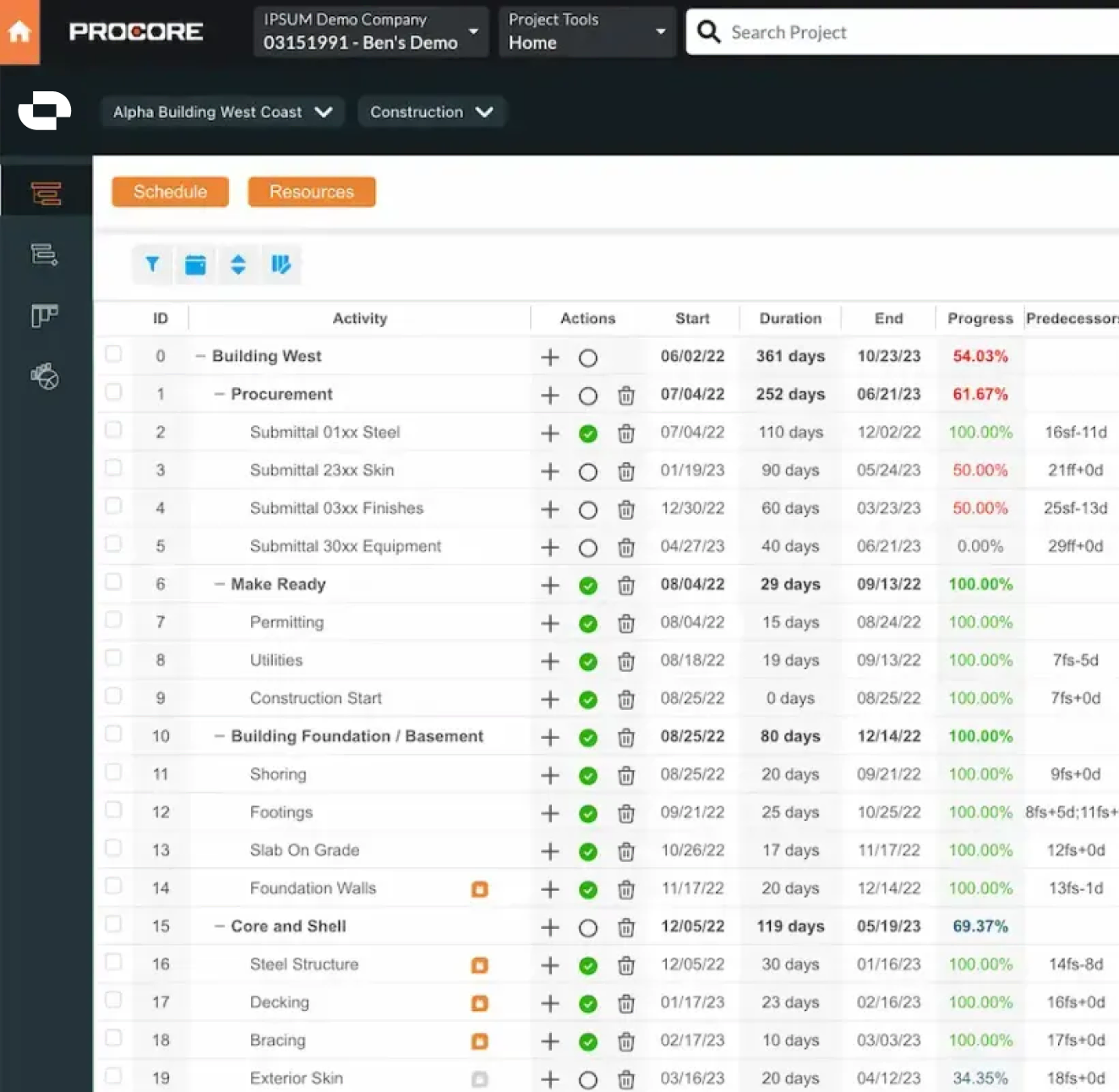 Outbuild embedded into Procore