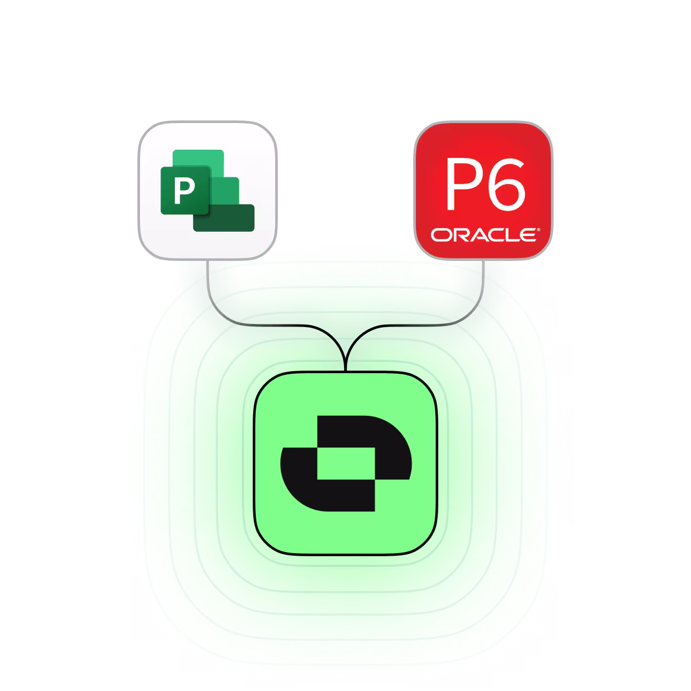 A design representation of Outbuild's capabilities to import and export files from Ms Project and Primavera