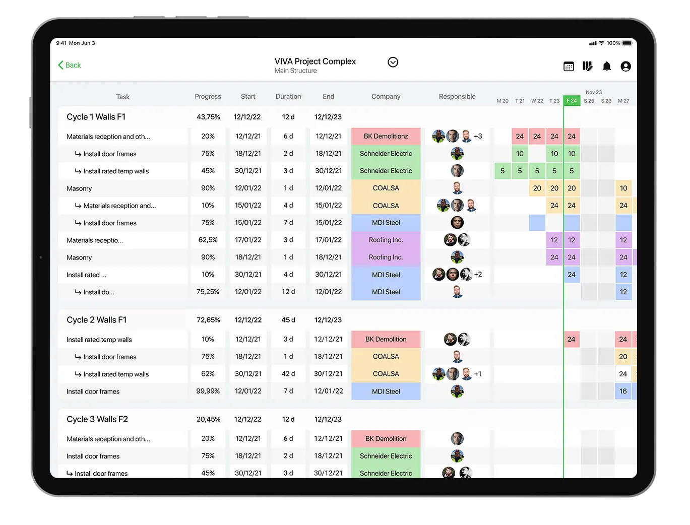 Outbuild iPad app for look ahead schedules