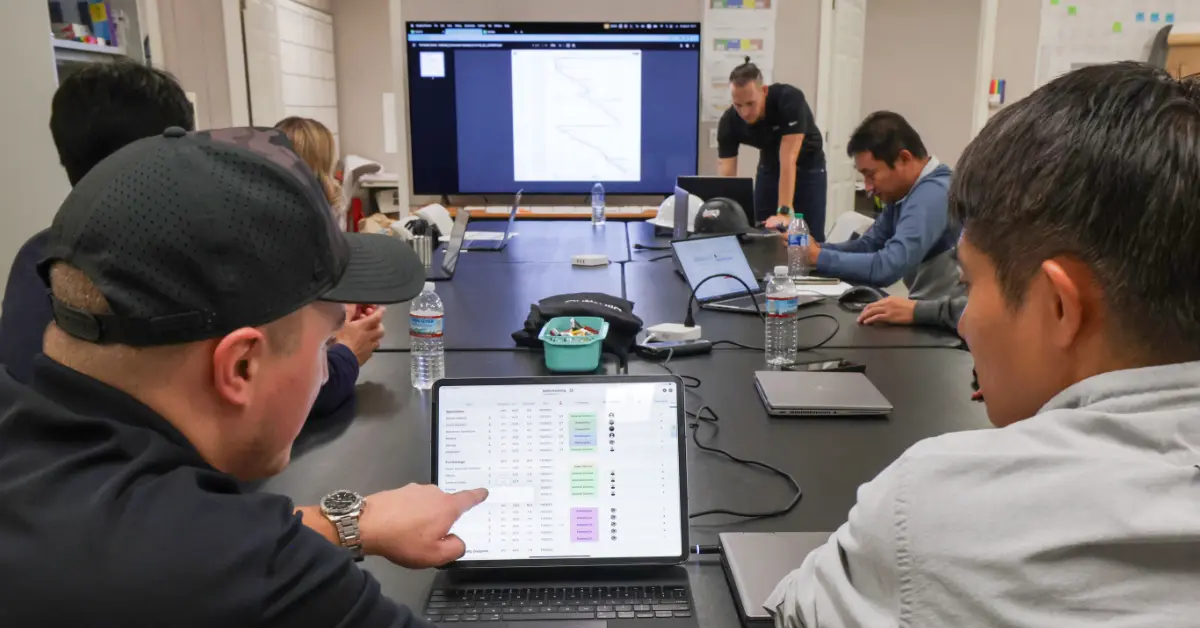 A work session with KBD Group, checking the Lookahead plan on Outbuild's iPad app