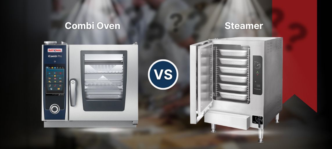 combi and steamer equipment under spotlight with vs in between