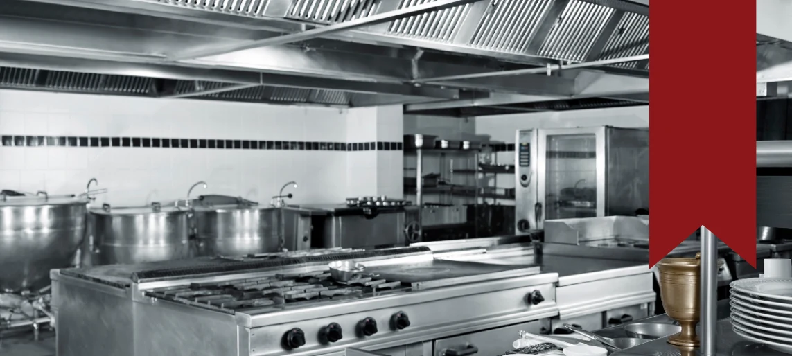 Commercial kitchen equipped with professional-grade cooking equipment, designed for high-volume foodservice operations in healthcare, government, and institutional facilities supported by Aldevra.