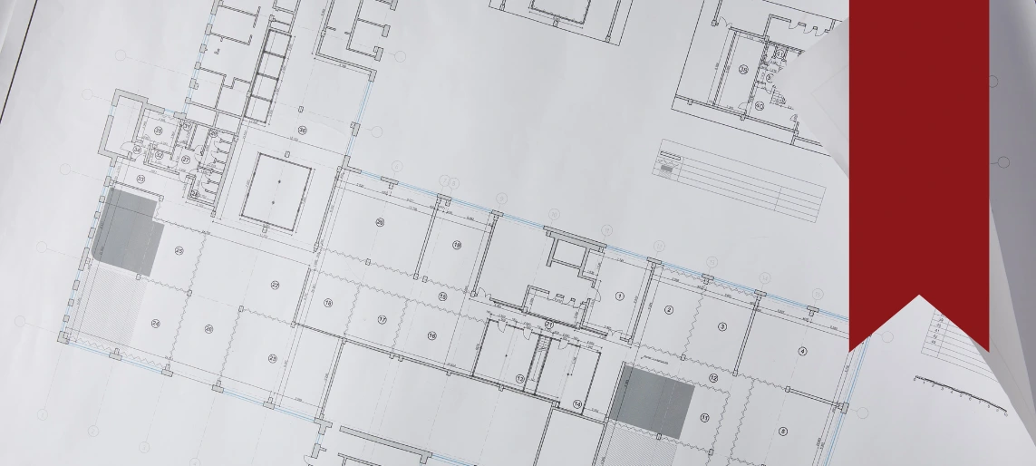Architectural blueprint representing cannabis kitchen layout planning, equipment placement, and optimized production workflow design supported by Aldevra.