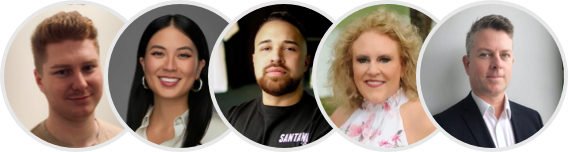 Derek's Freelance Clients showing 5 headshots