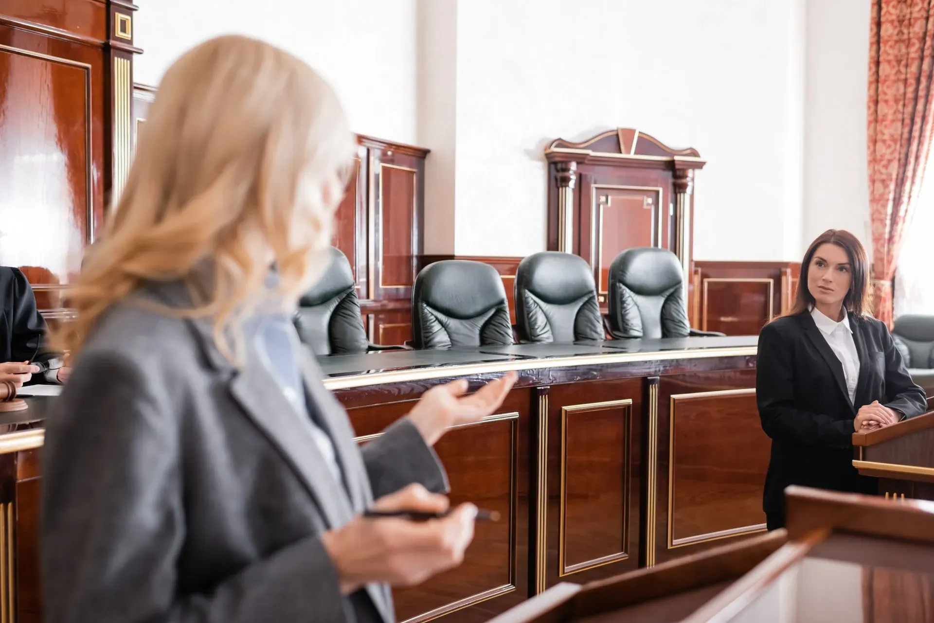 two criminal lawyers facing off