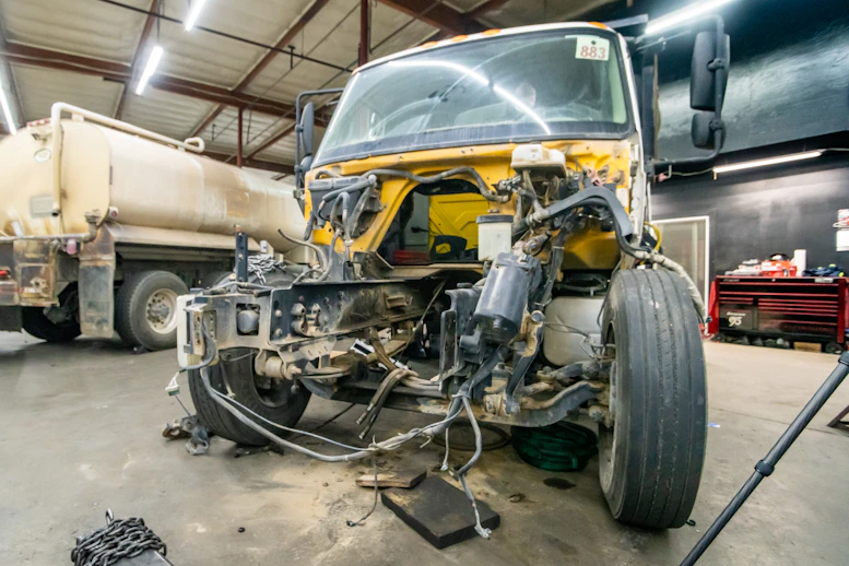 Truck modification in repair shop in Pittsburgh, PA