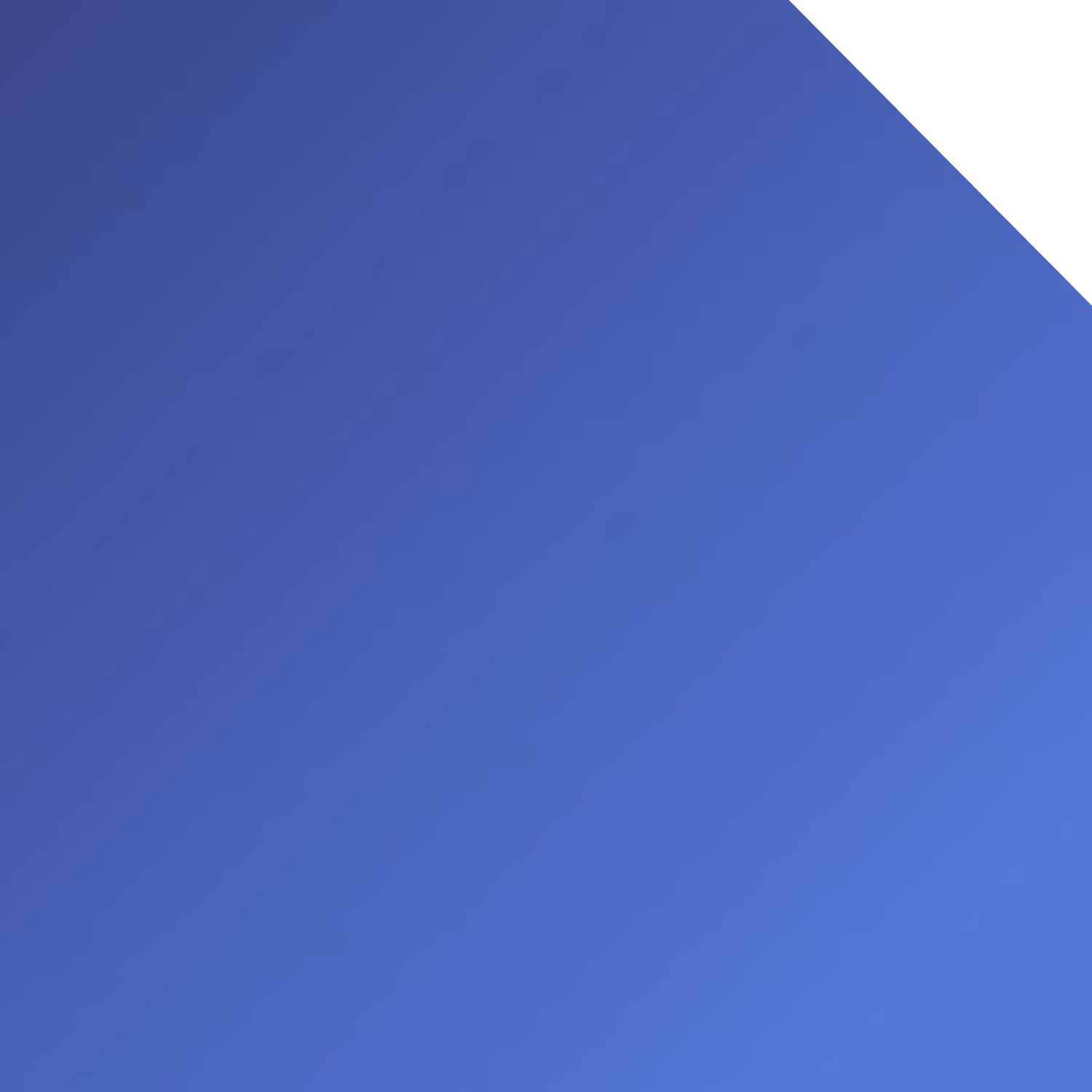 Gradient background shifting from dark to lighter blue with a black triangle in the top right corner.