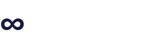Stylized black and deep blue infinity symbol on a white background.