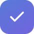 White checkmark icon inside a purple gradient circle.