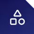 White gaming controller buttons triangle, circle, square on dark blue background.