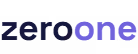 Logo with the text zeroone in a gradient from dark blue to purple.
