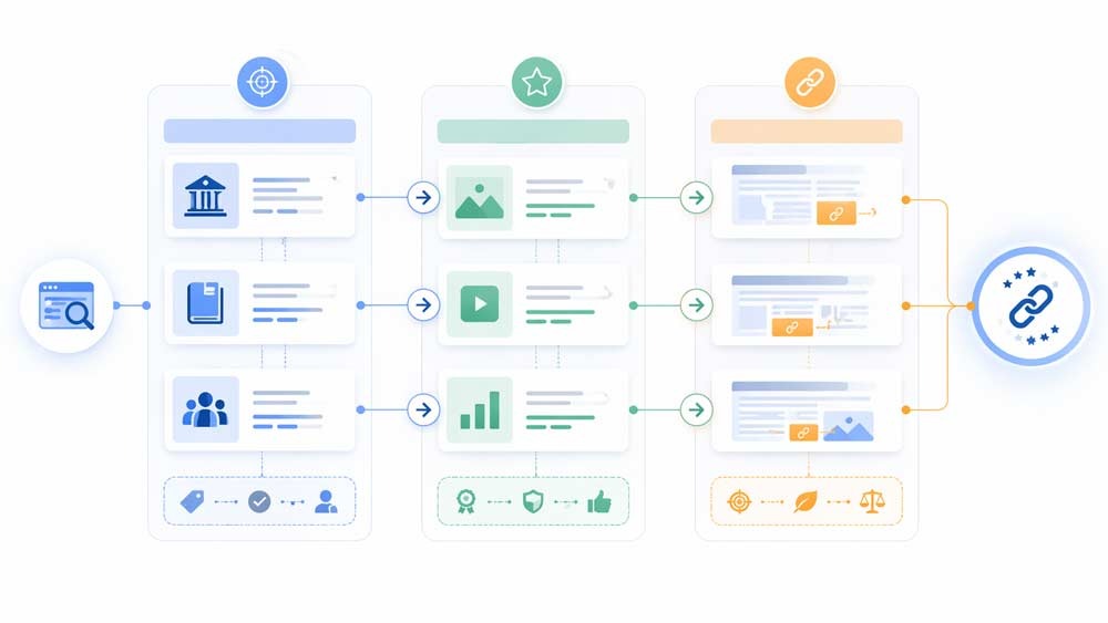 infographic illustrating content structure leading to natural backlink acquisition process