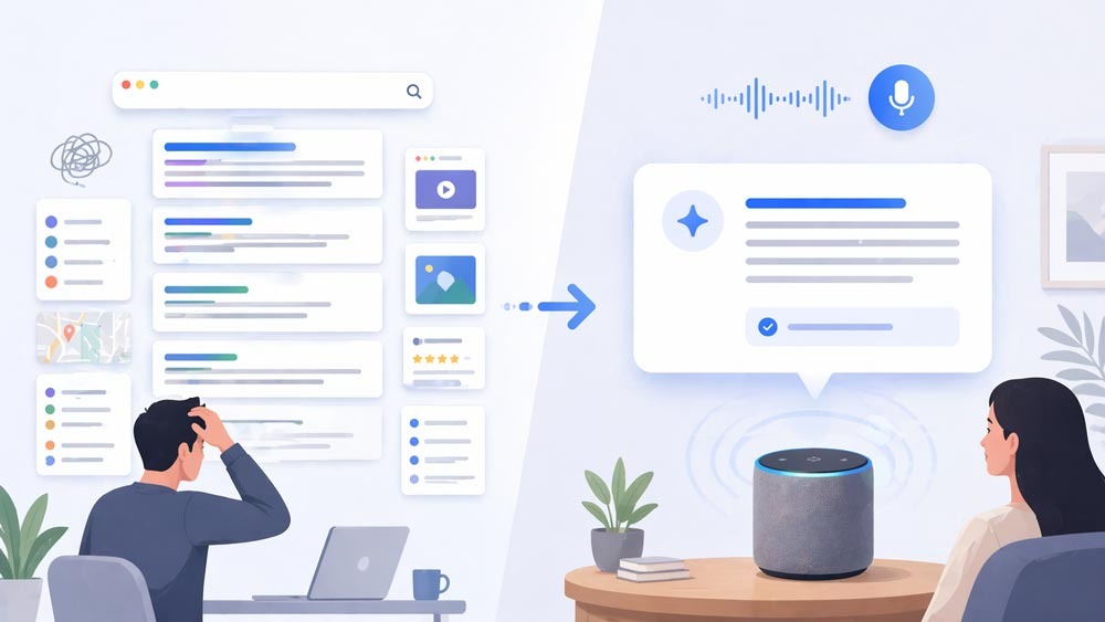 Comparison of keyword search and voice search query behavior