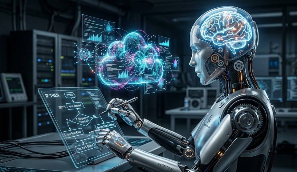 Robot building an intelligent automation workflow