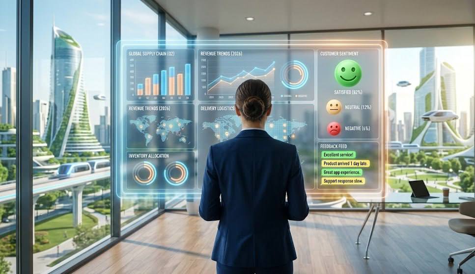 Manager reviewing business analytics and customer insights