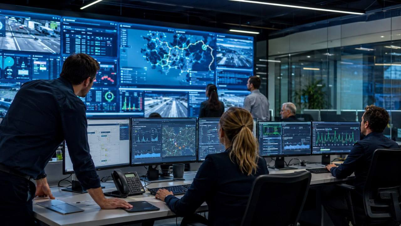 Team monitoring logistics dashboards