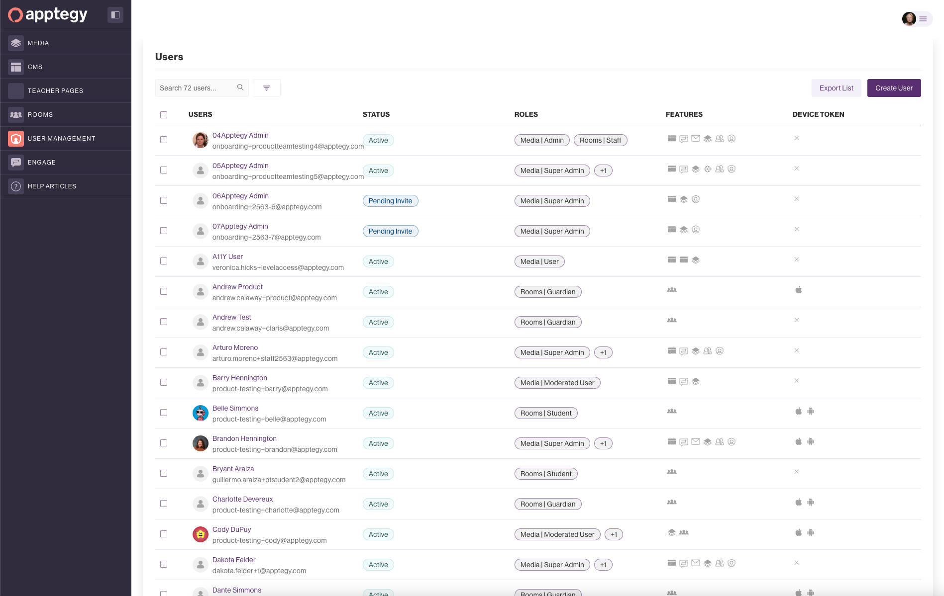 User Management List