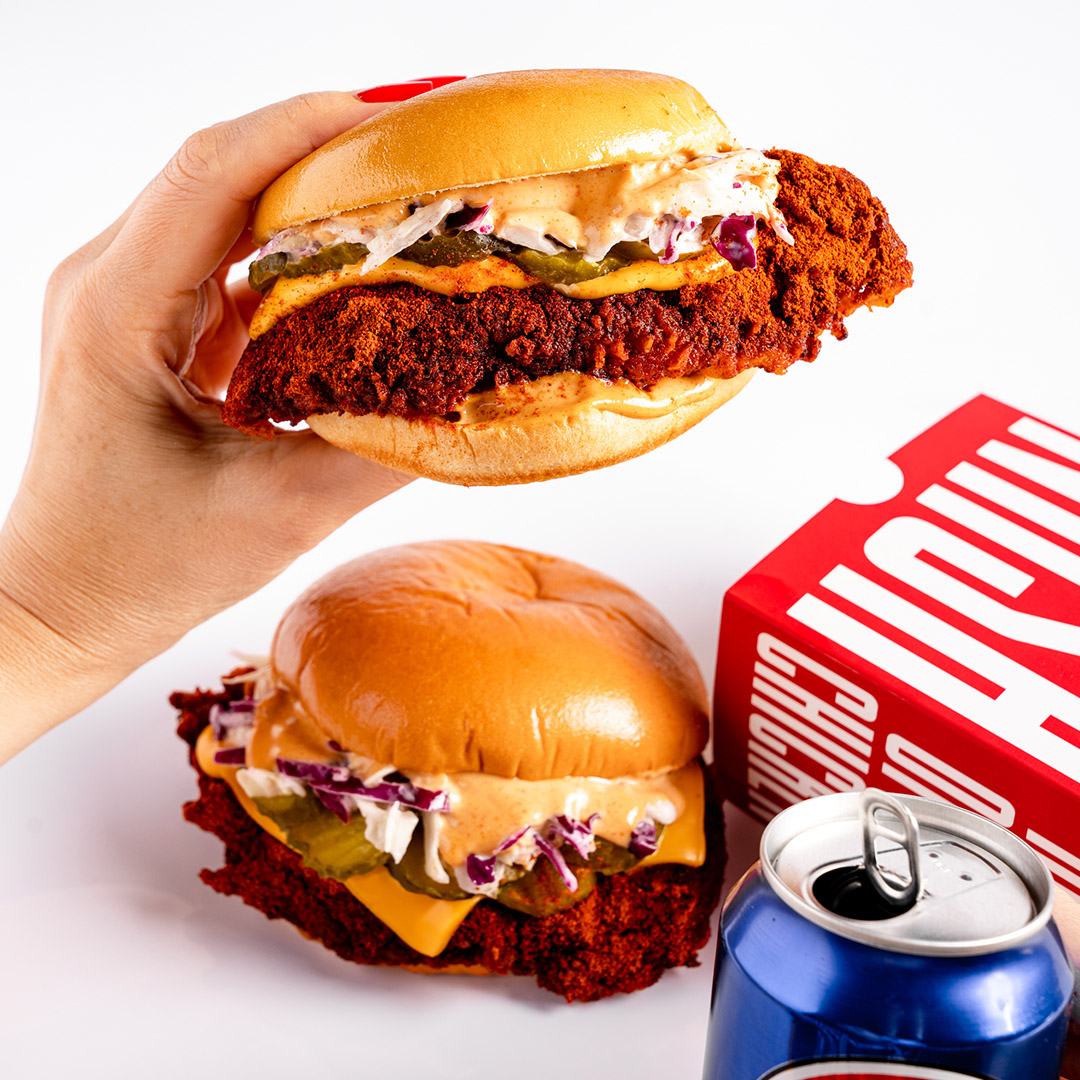 Nash Hot Chicken food truck banner with Nashville-style spicy fried chicken