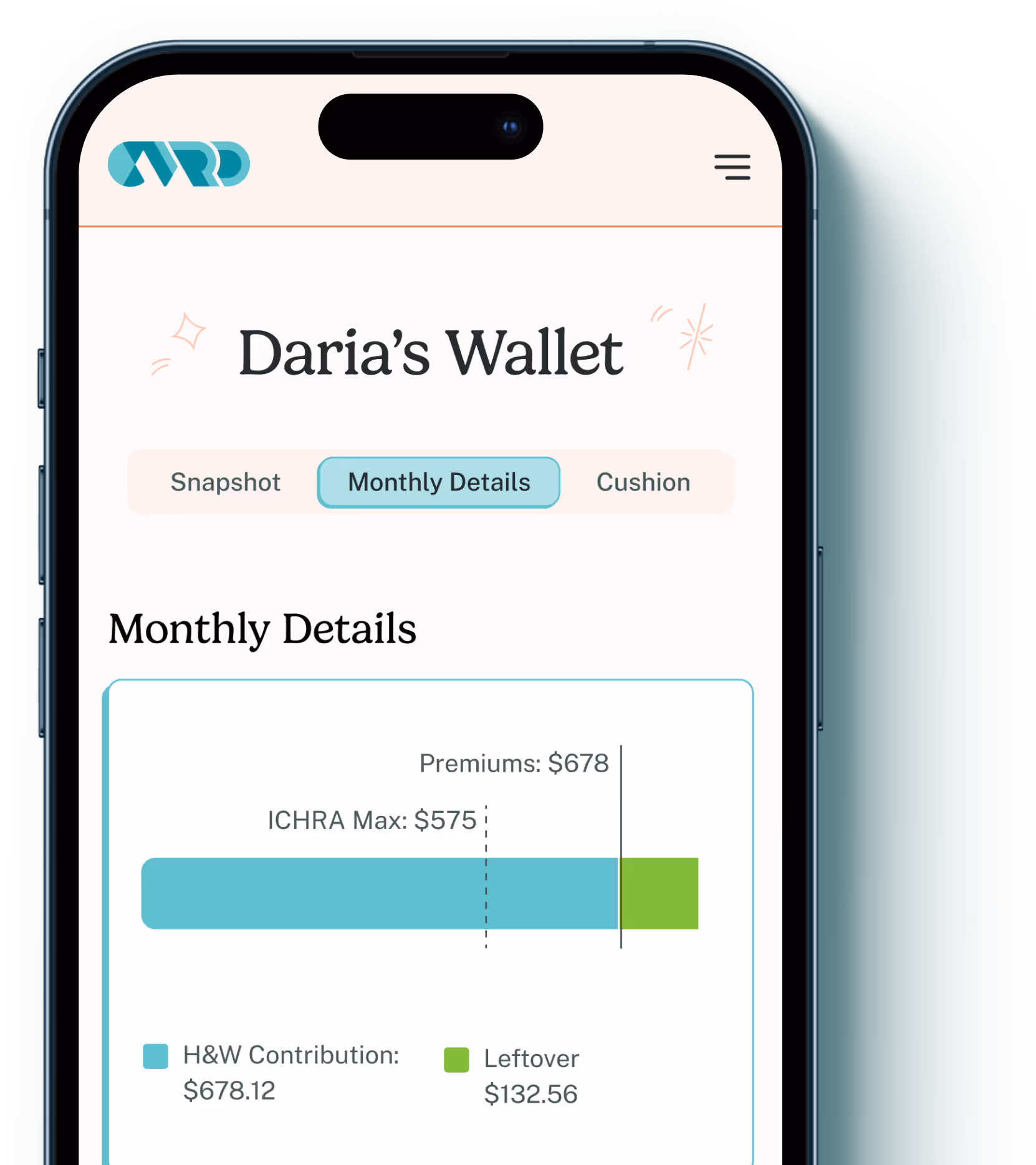 A mobile phone showing the user interface of the CVRD app