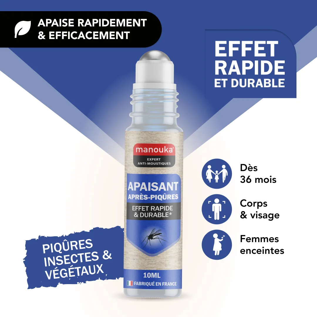 Roll-on Manouka après piqûre pour apaiser la peau du corps et du visage dès 36 mois