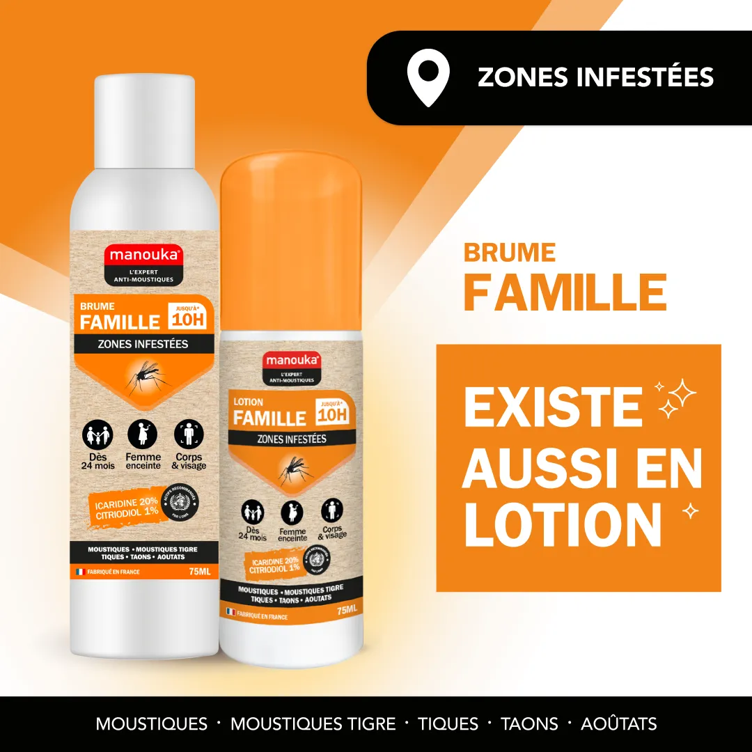 Brume Famille anti-moustiques Manouka également disponible en lotion spray
