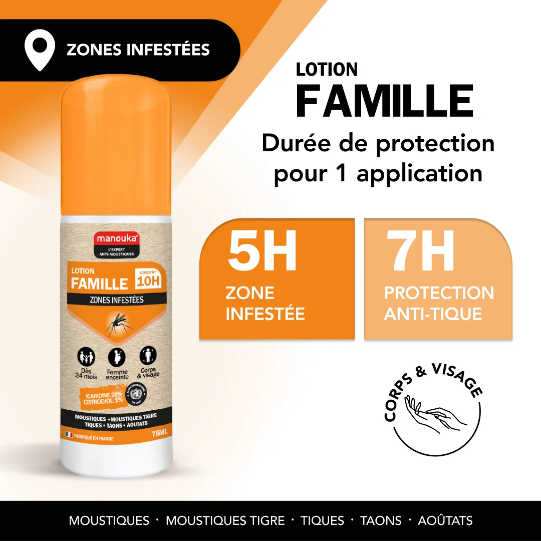 Lotion Famille anti-moustiques Manouka avec protection contre les insectes et les tiques