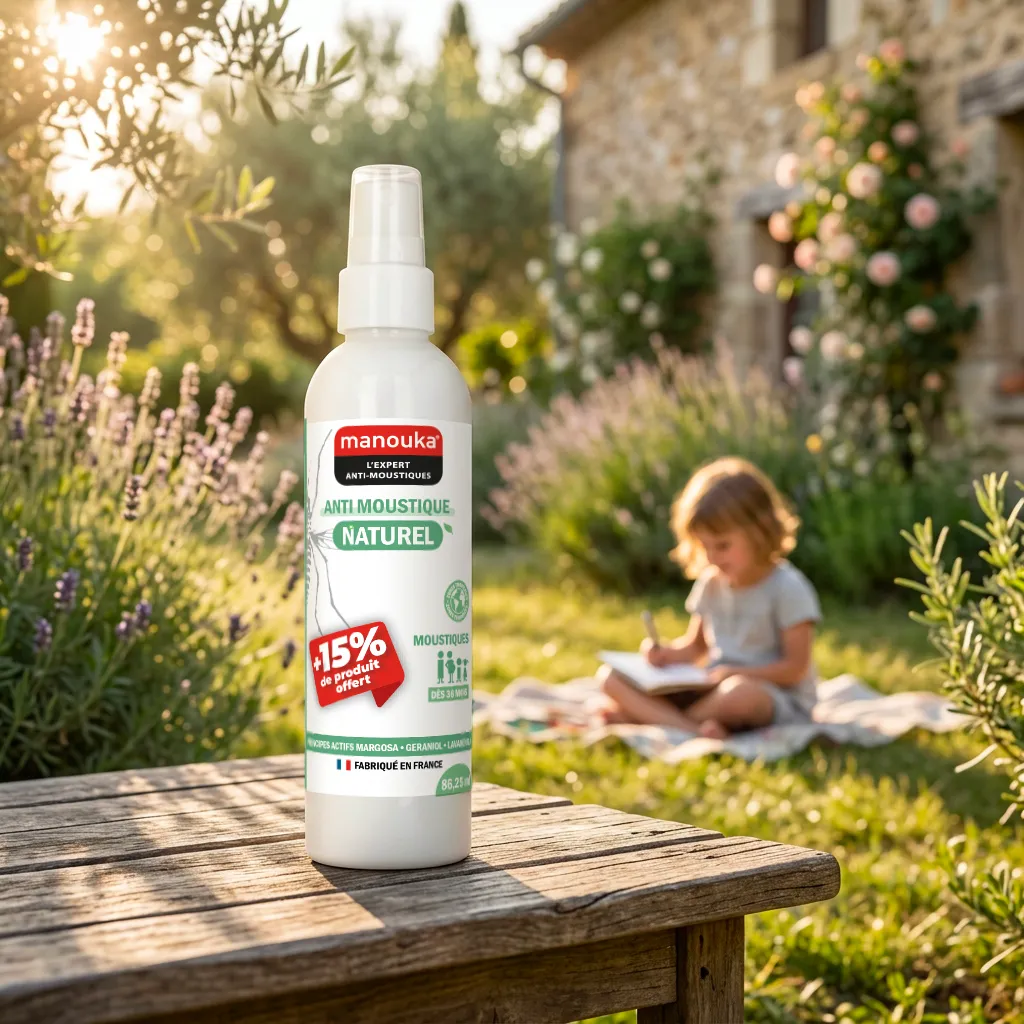 Spray anti-moustiques naturel Manouka pour protéger les enfants et toute la famille en extérieur