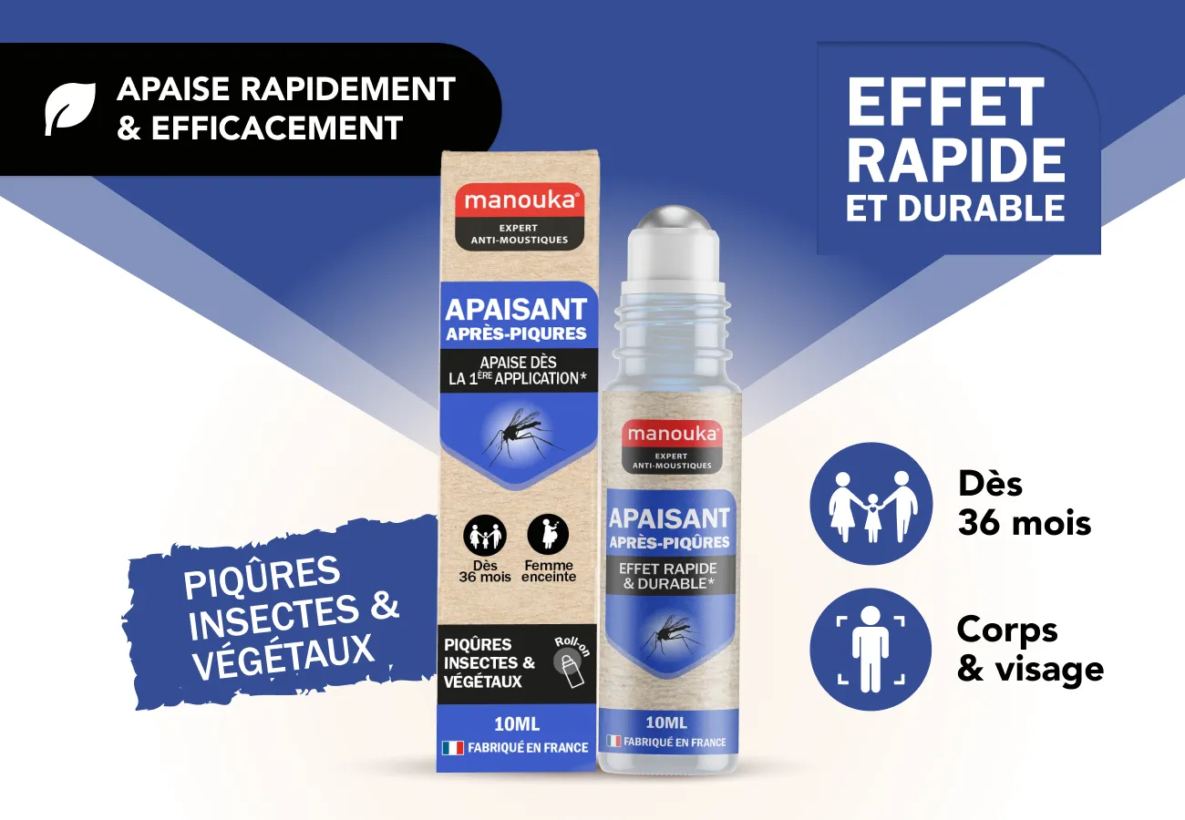 Roll-on Manouka après piqûre pour apaiser la peau du corps et du visage dès 36 mois