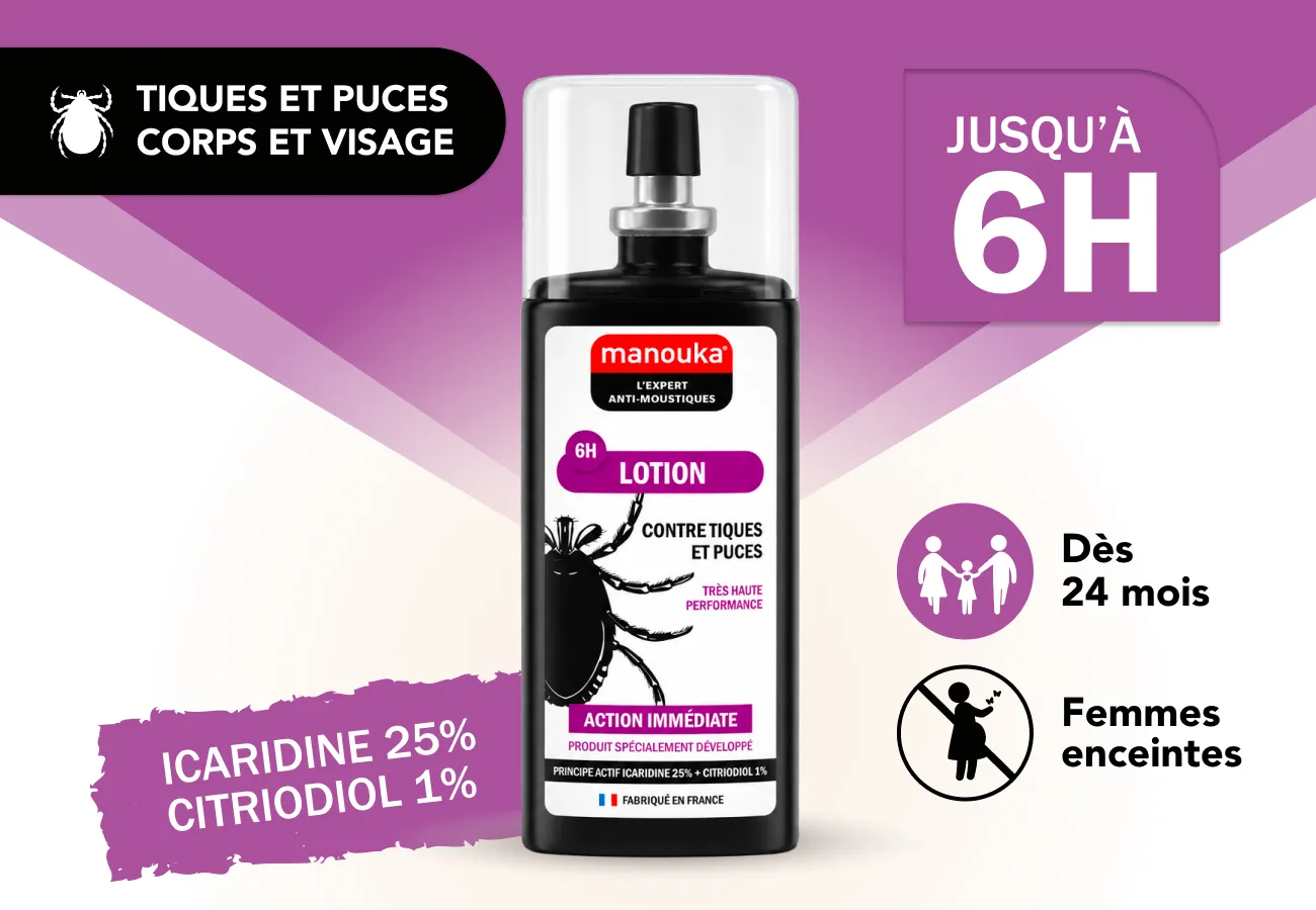 Lotion antiparasitaire Manouka pour le corps et les vêtements, protection jusqu'à 6 heures
