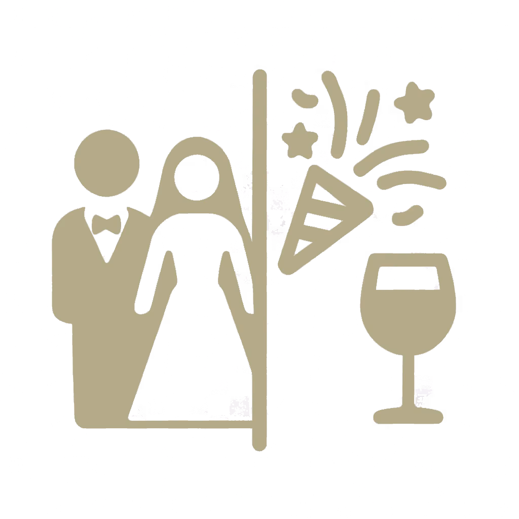 a wedding couple and party icon