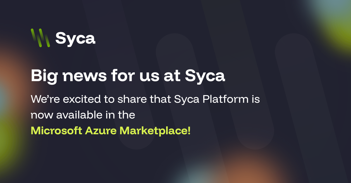 Syca low-code BPM platform is now available in Microsoft Azure Marketplace to accelerate automation and digital transformation.