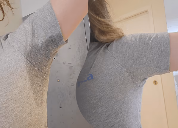 before & after comparison of body sweat