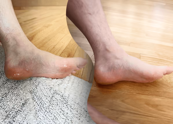 before & after comparison of feet sweat