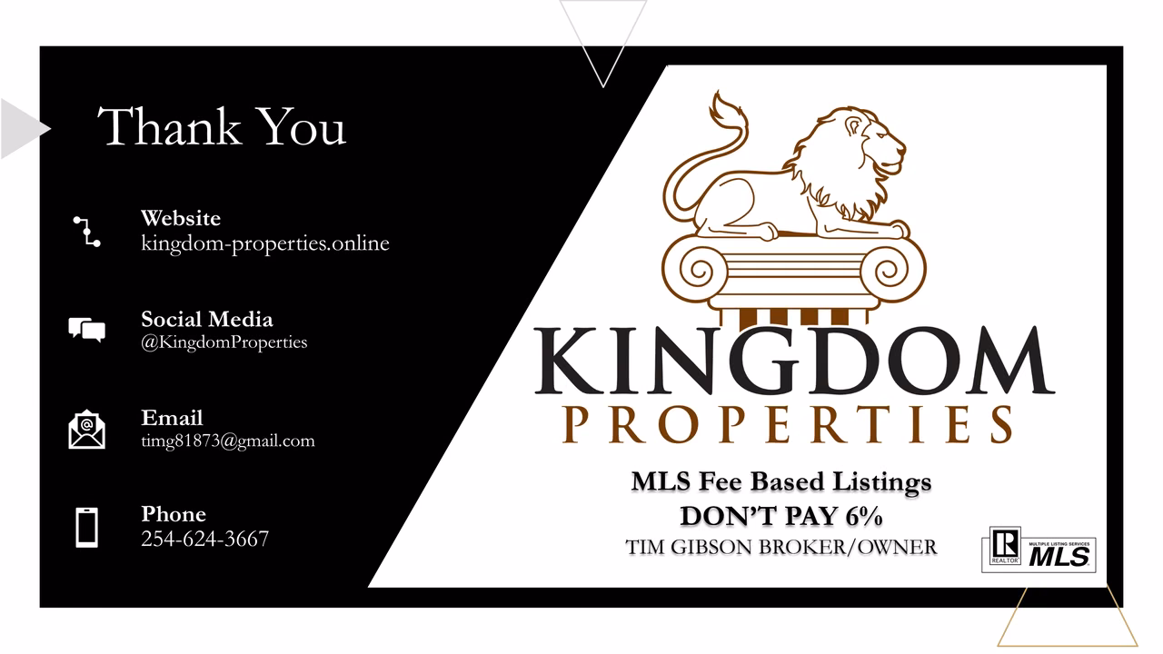 Thank you from Kingdom Properties: MLS fee based listings, don't pay 6%