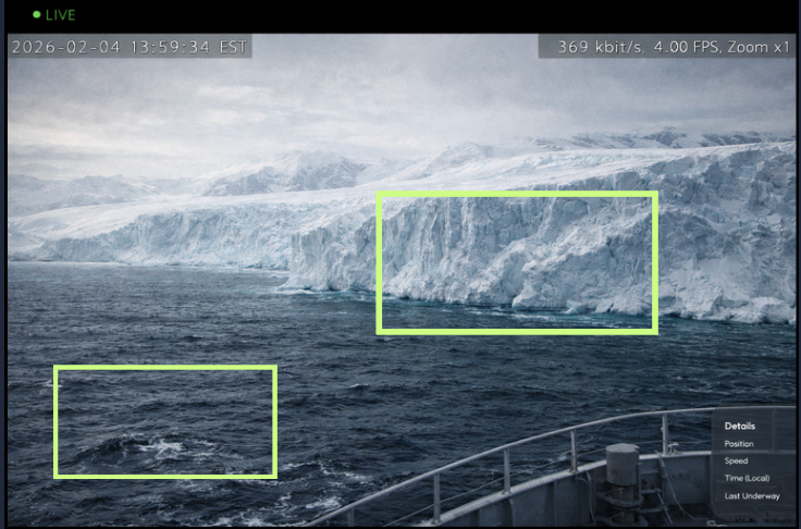 SmartMast live glacier monitoring with AI detection boxes