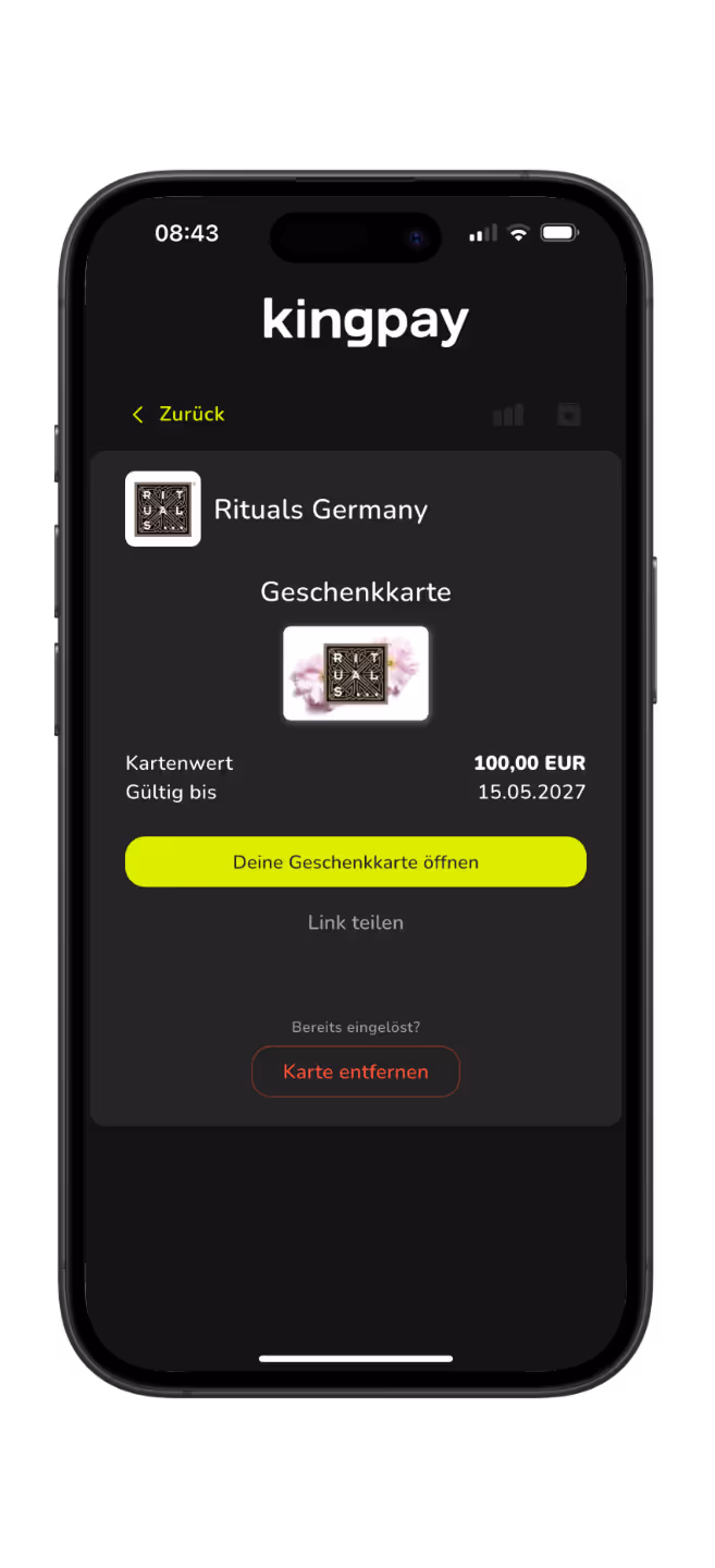 a screenshot of the kingpay mobile app features