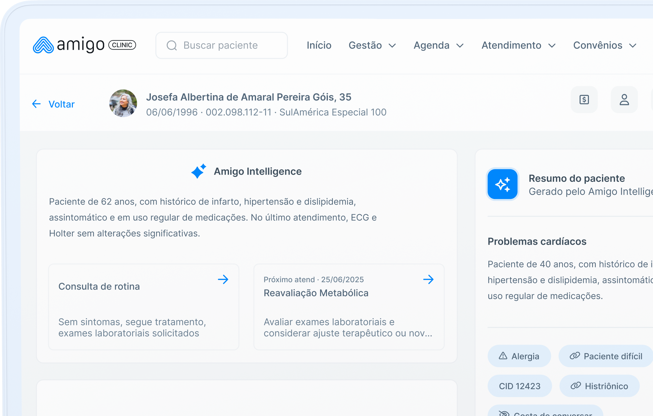 Ilustração dashboard Amigo Clinic