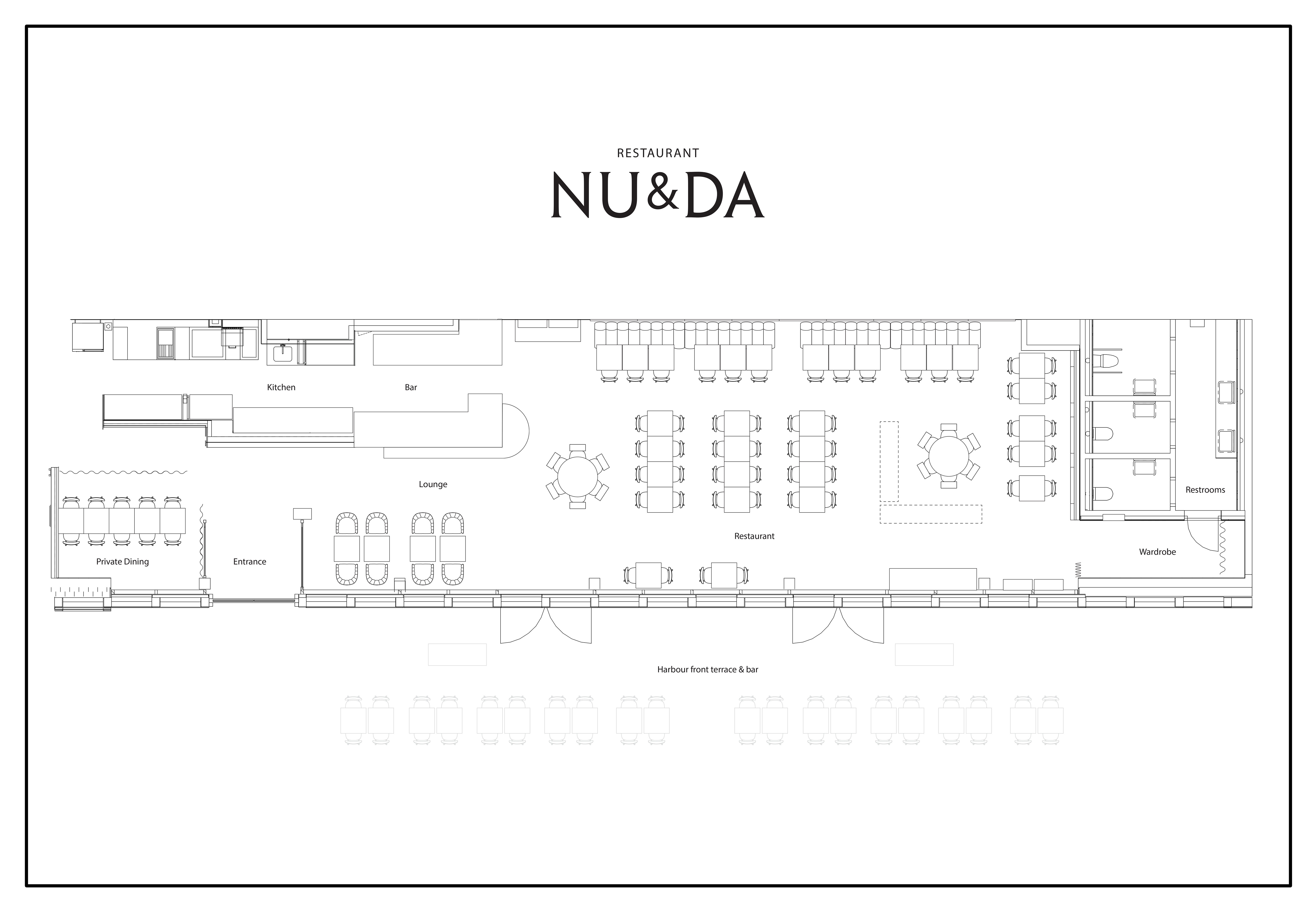 Restaurant NU&DA venue floorplan.