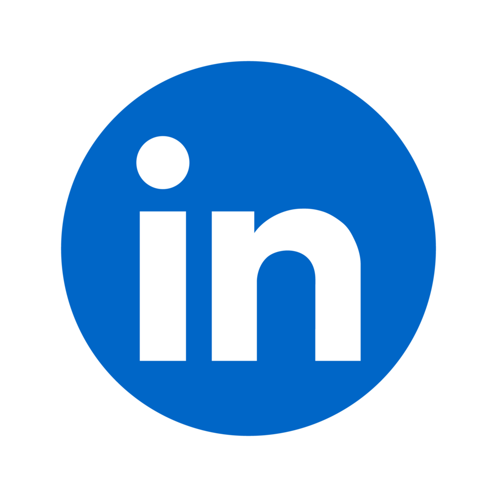 LinkedIn logo white lowercase 'in' inside a blue circle.