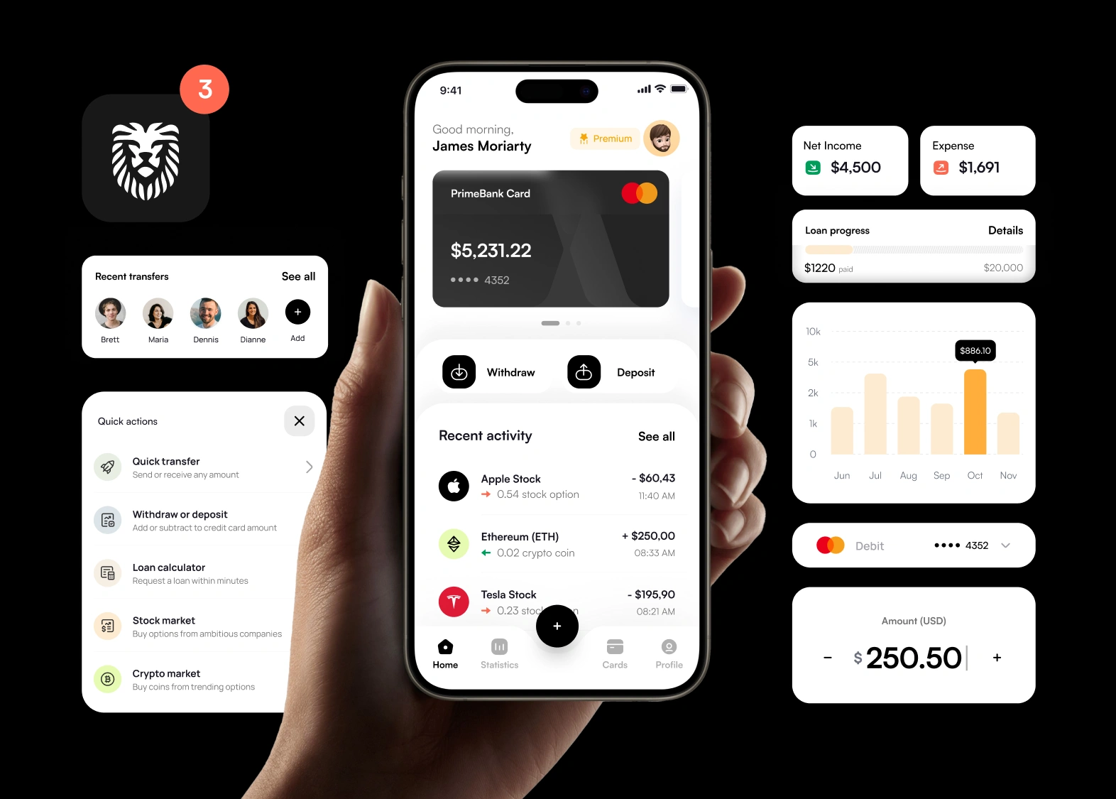 PrimeBank mobile app design image