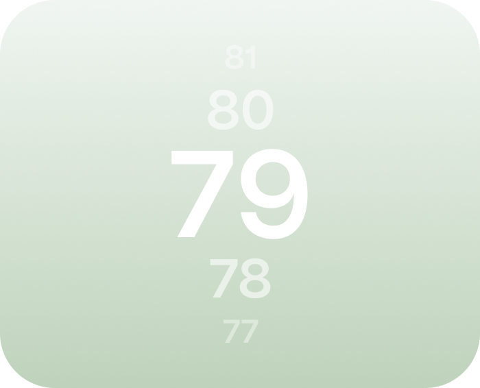 Vertical scale with numbers 77 to 81, highlighting the number 79 in the center.