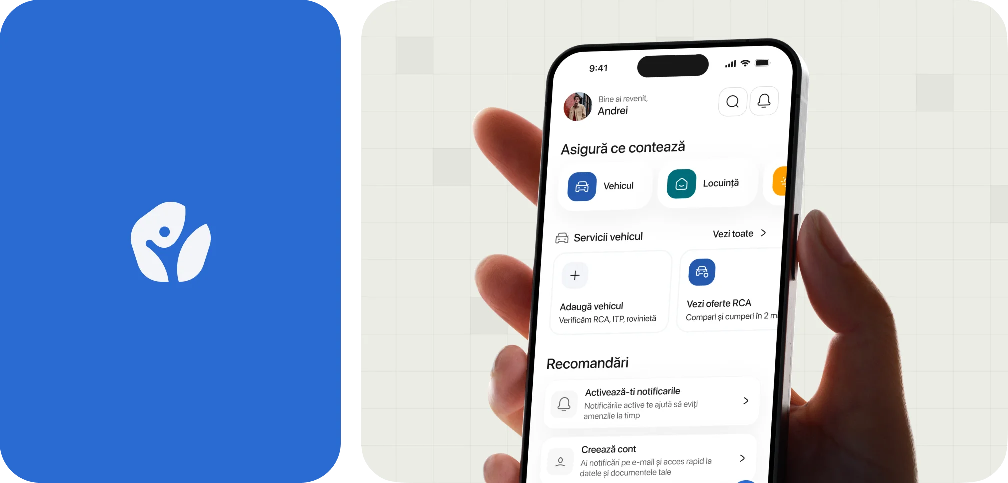 hand holding Reasig insurance mobile app