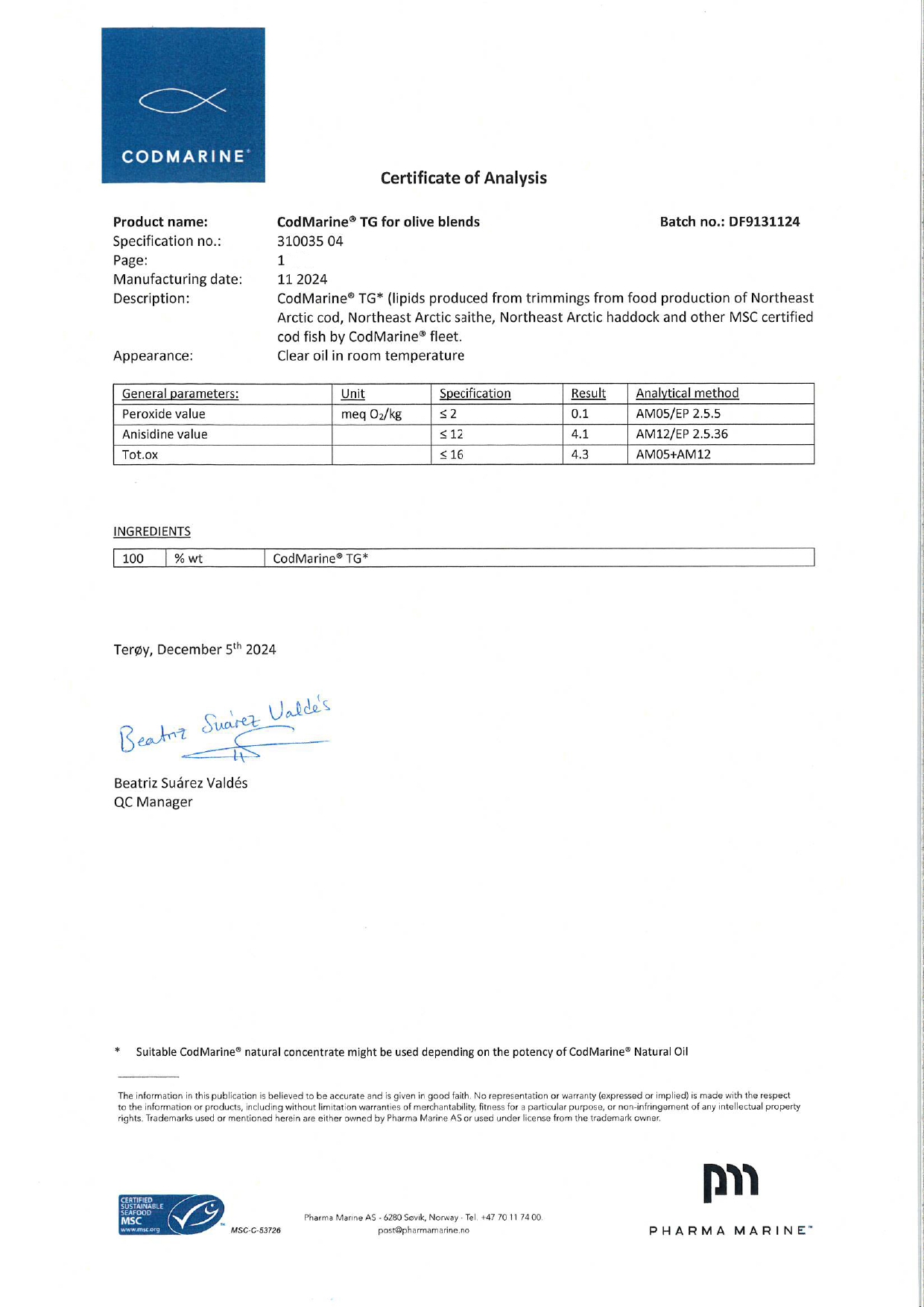 codmarine certificate