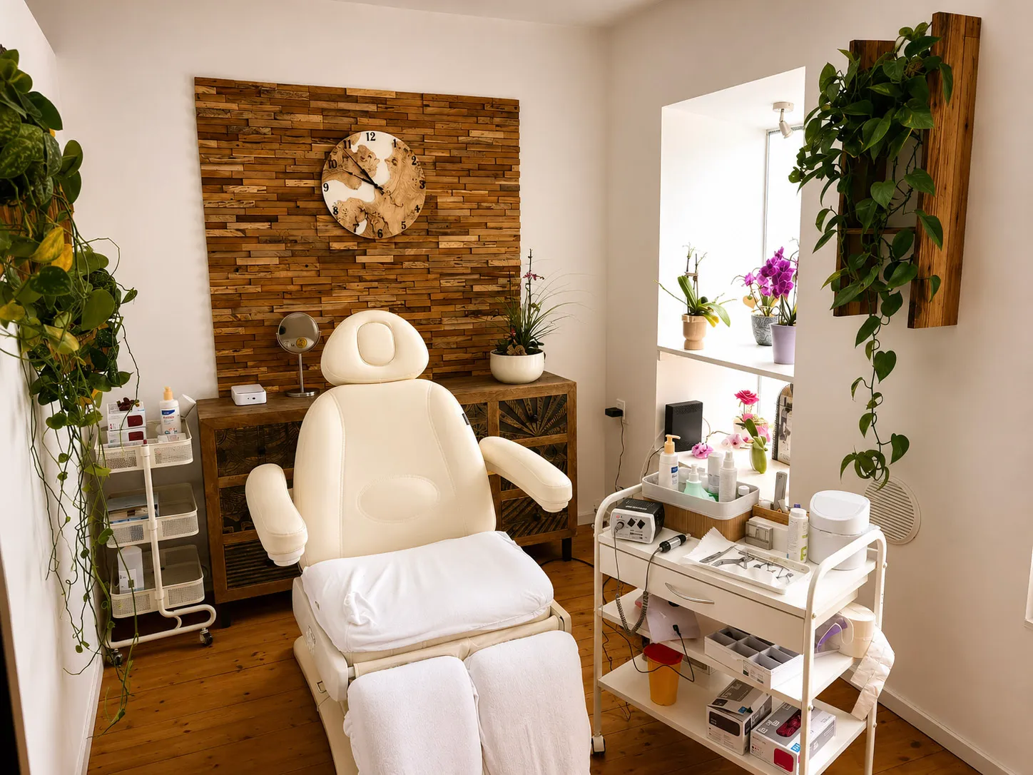 Heller Behandlungsraum für podologische Fußpflege bei Beautylounge by Bea in Wilhelmsburg.