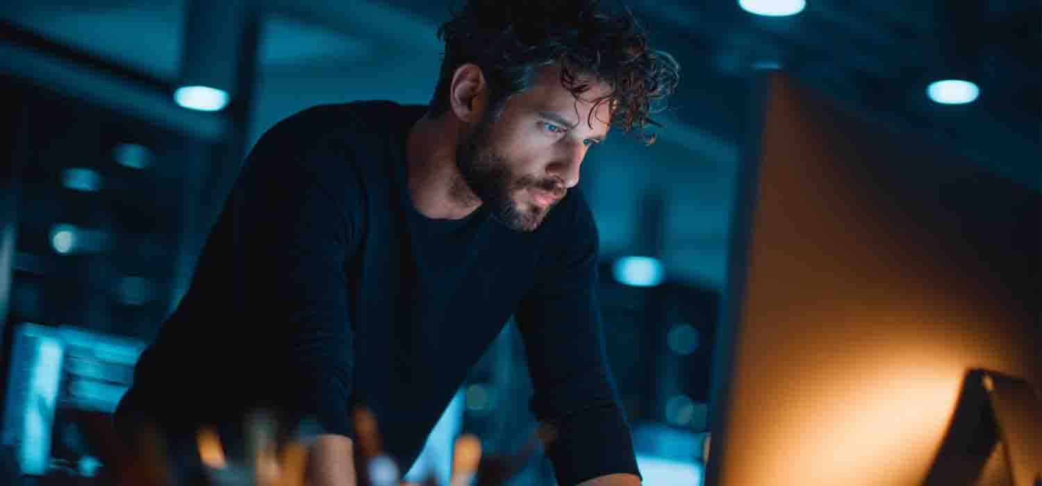 IT technician removing malware from a workstation inside a small office