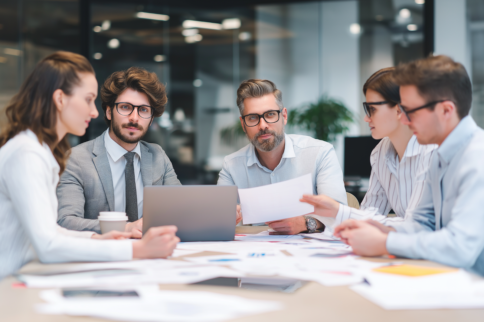 équipe travaillant sur un plan de gestion de projet autour d’une table