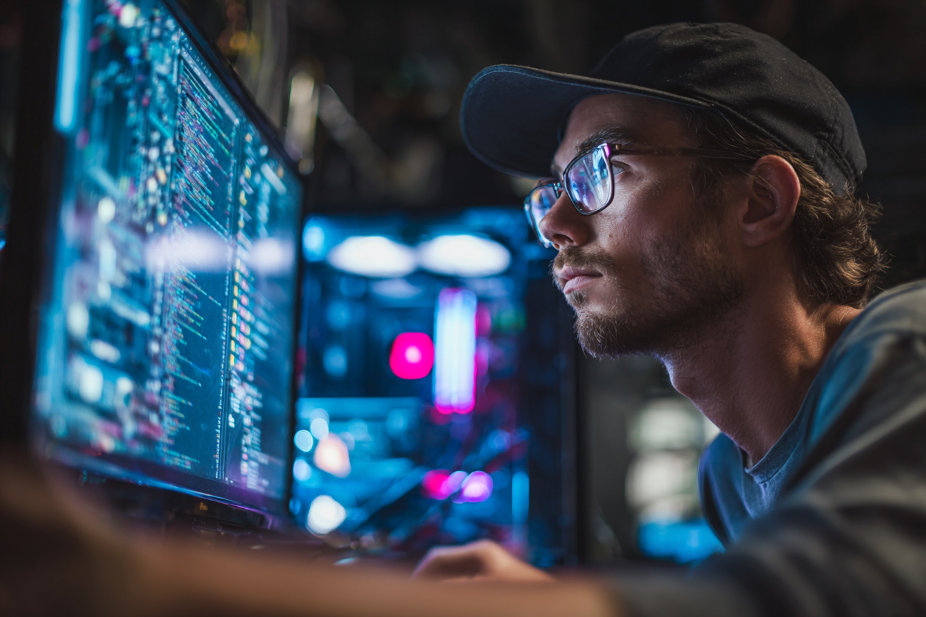 technicien vérifiant les performances d’un ordinateur sur un écran